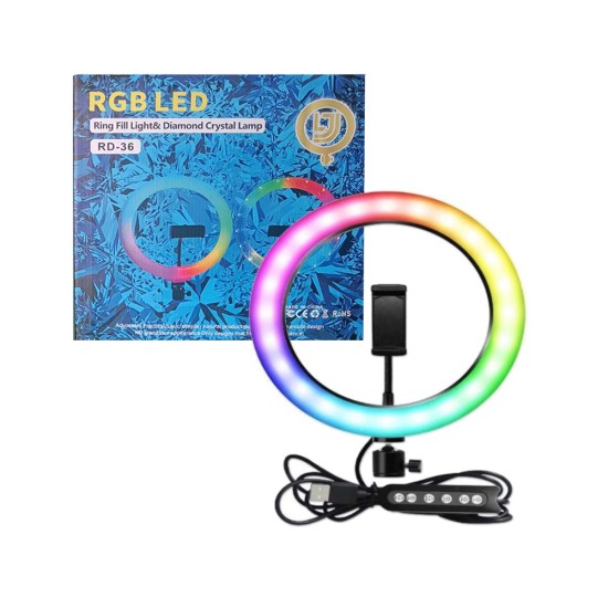 Ringlight RD-36 14"/36cm with Phone Holder Multi Colour